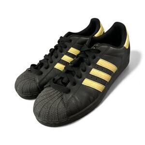 Adidas Superstar Originals Classic Clamshell Toe Sneakers Black+ Gold Men's 8.5